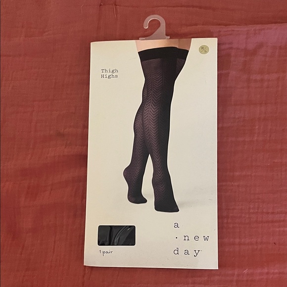 a new day Accessories - A New Day Black Patterned Thigh Highs